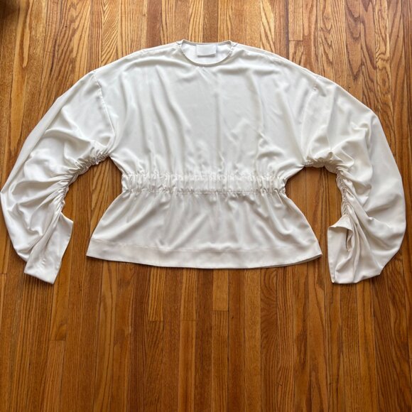 Solace London White Blouse with Puff Sleeves and Ruched Style - Picture 6 of 10